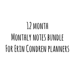 Erin Condren Monthly Notes Kit Bundle (12 month)