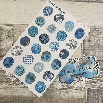 Decorative blue circle pattern stickers (DPD2341)