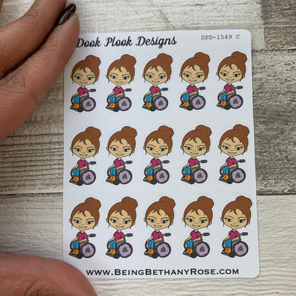 Girl in a wheelchair stickers (multiple skin tones) (DPD-1549)