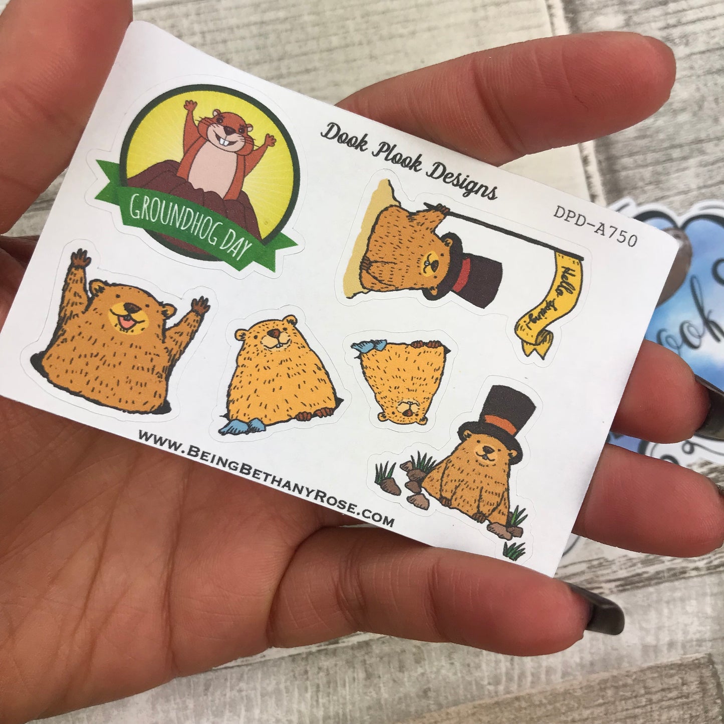 Groundhog Day stickers (Small Sampler Size) A750