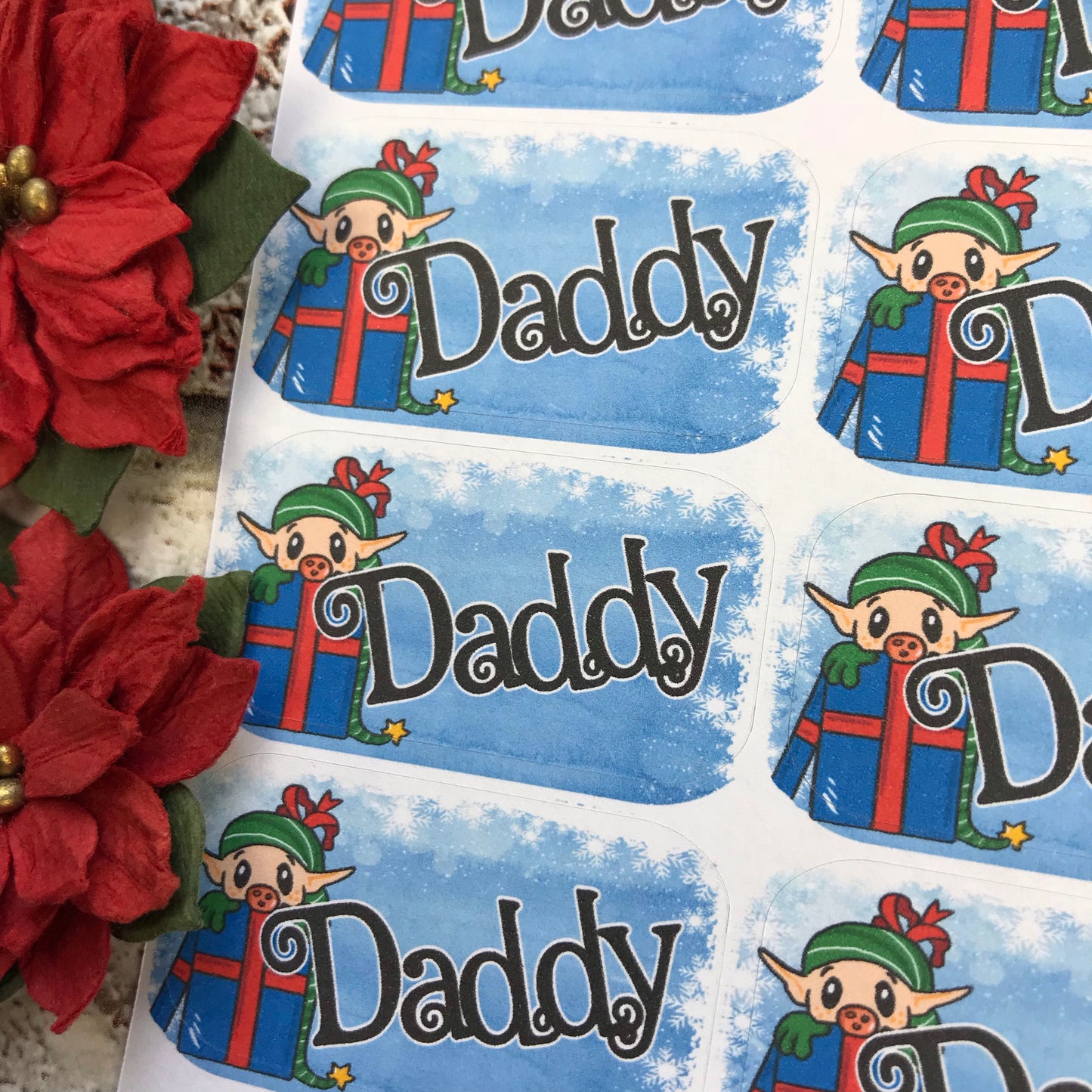 Personalised kids / adults Christmas Present Labels. (44 present elf)