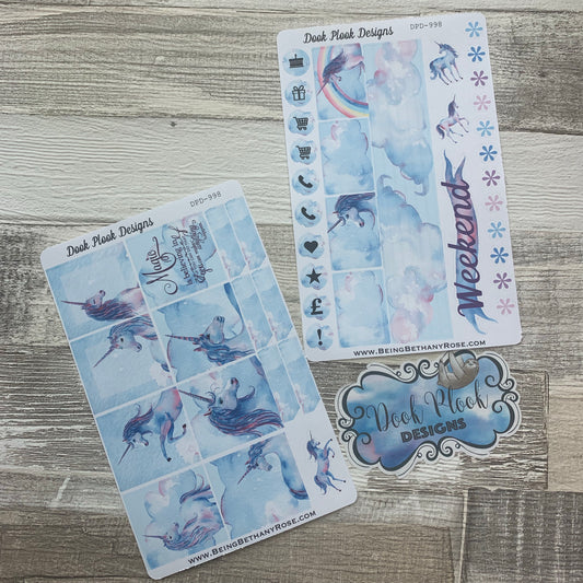 Watercolour unicorn stickers for Erin Condren Horizontal (DPD998)