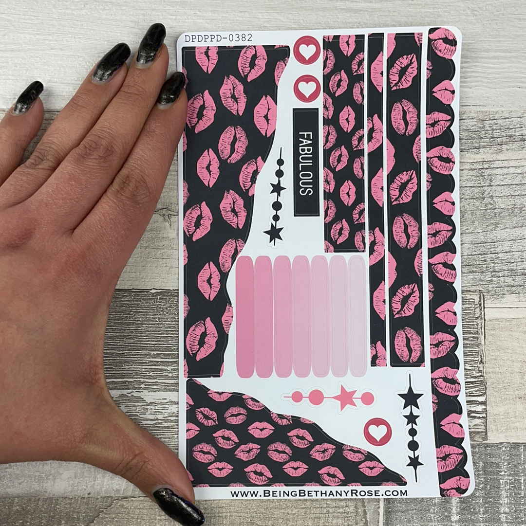 (382) Passion Planner Daily Wave stickers - Fabulous Lips