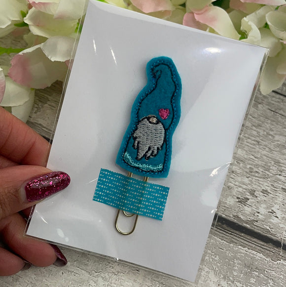 Gregor the Gonk Paperclip Teal with Pink Heart