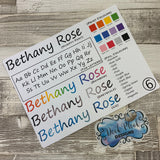 Personalised name stickers for planners (Matte or Gloss, 28 different colours) 0006-Humpty