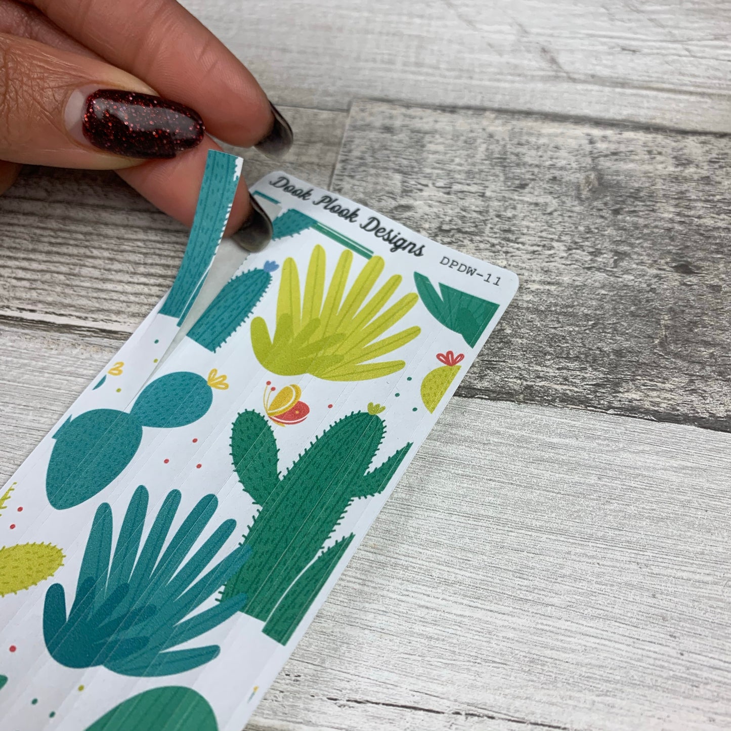 Passion Planner Hour Cover up / Washi strip stickers Cactus Print (DPDW-11)