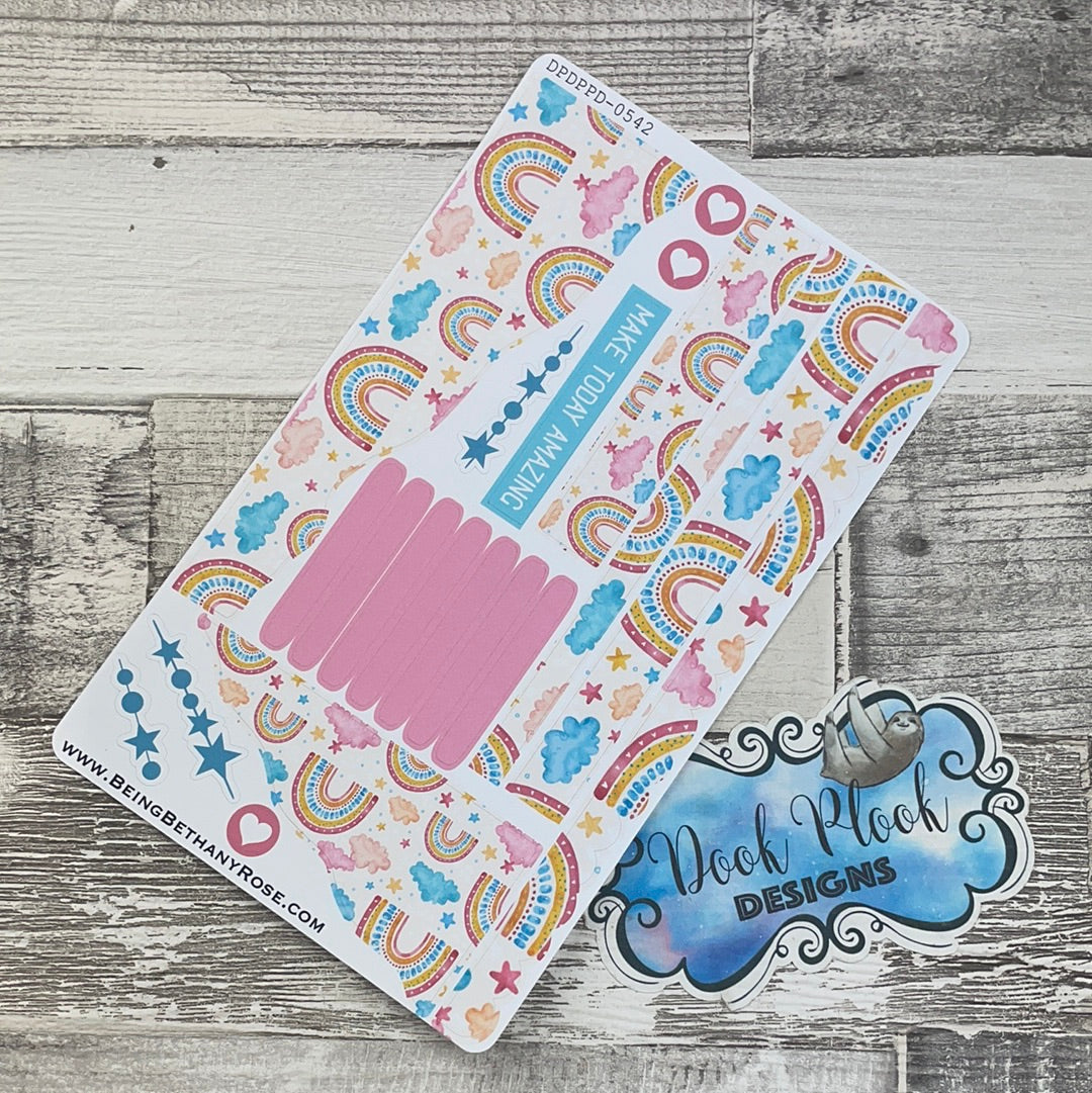 (0542) Passion Planner Daily Wave stickers - Delta's Rainbow and clouds