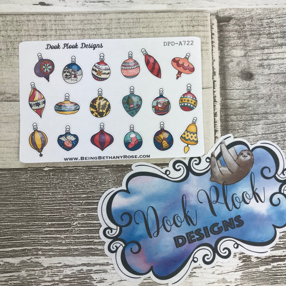 Christmas Baubles / Ornaments stickers - Small Sampler Size (A722)