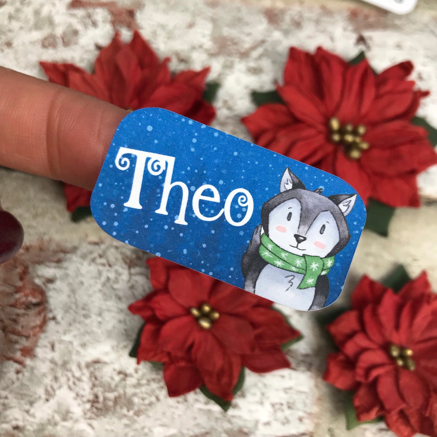 Personalised kids / adults Christmas Present Labels. (3 wolf)