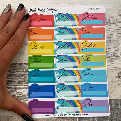 Passion Planner Day cover up / week day stickers Rainbow (DPD2606)