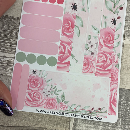 (0347) Passion Planner Daily stickers - Pink Rose