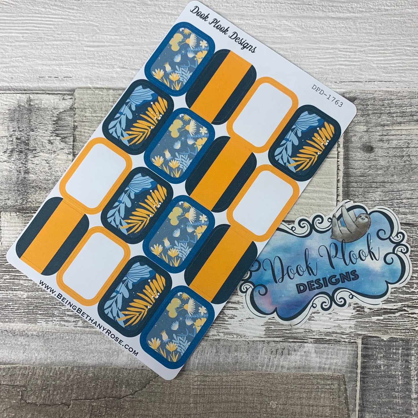 Blue Floral half box stickers (DPD1763)