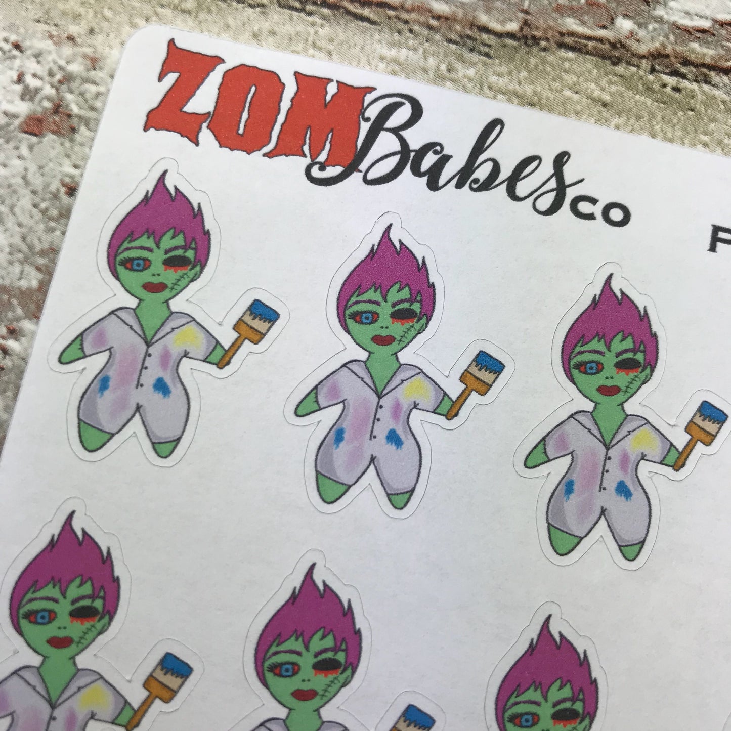 Painting / Decorating Zombabe character sticker for planners (ZB31)