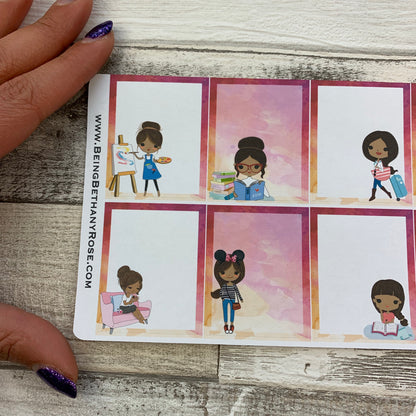 Mixed character Black Woman Full Box Stickers (set2) (DPD1453)