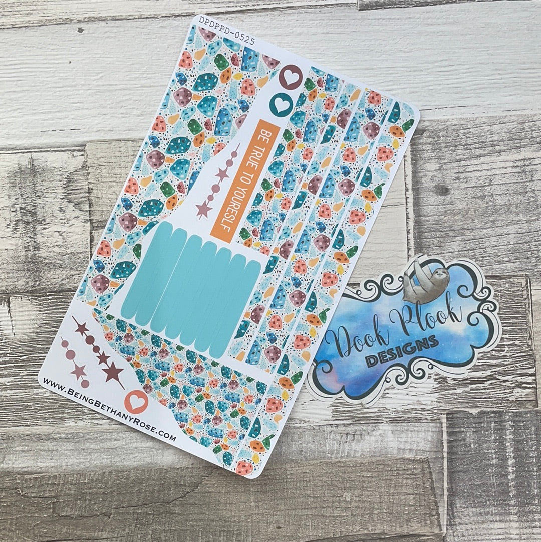 (0525) Passion Planner Daily Wave stickers - Terrazzo rocks