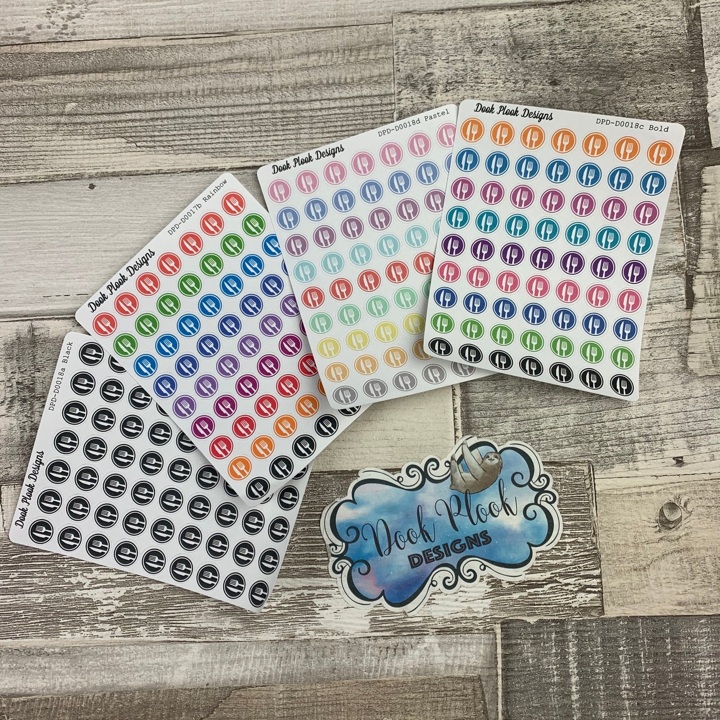 Tiny knife and fork / meal / food plan stickers (Dinkies) (DPD-D018)