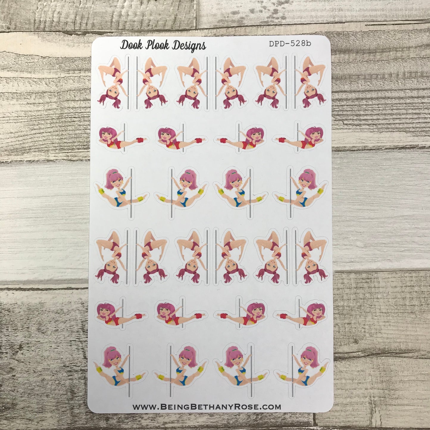 Pole  dancing / pole fitness stickers (Pink Hair) (DPD528)