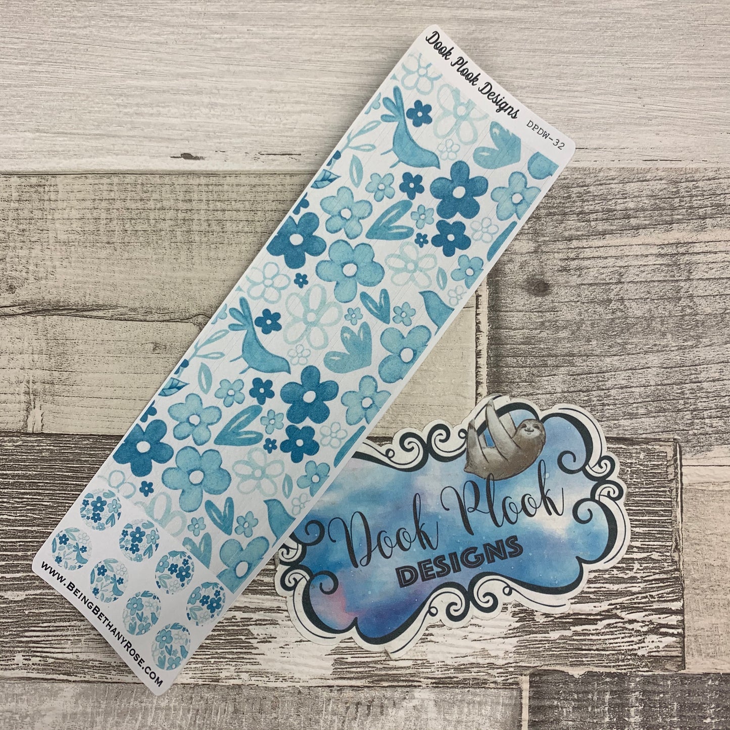 Passion Planner Hour Cover up / Washi strip stickers Blue porcelain (DPDW-32)