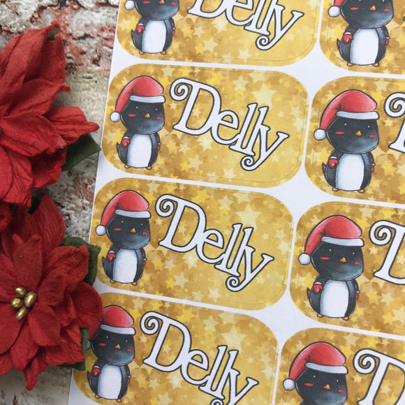 Personalised kids / adults Christmas Present Labels. (54 Penguin)