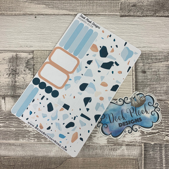 (0158) Passion Planner Daily stickers - Terrazzo Blue