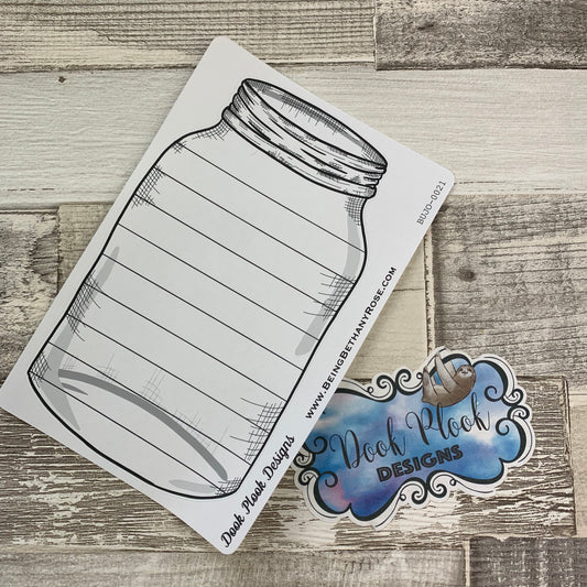 Mason jar sticker (straight lines) for bullet journals (BUJO-0021)