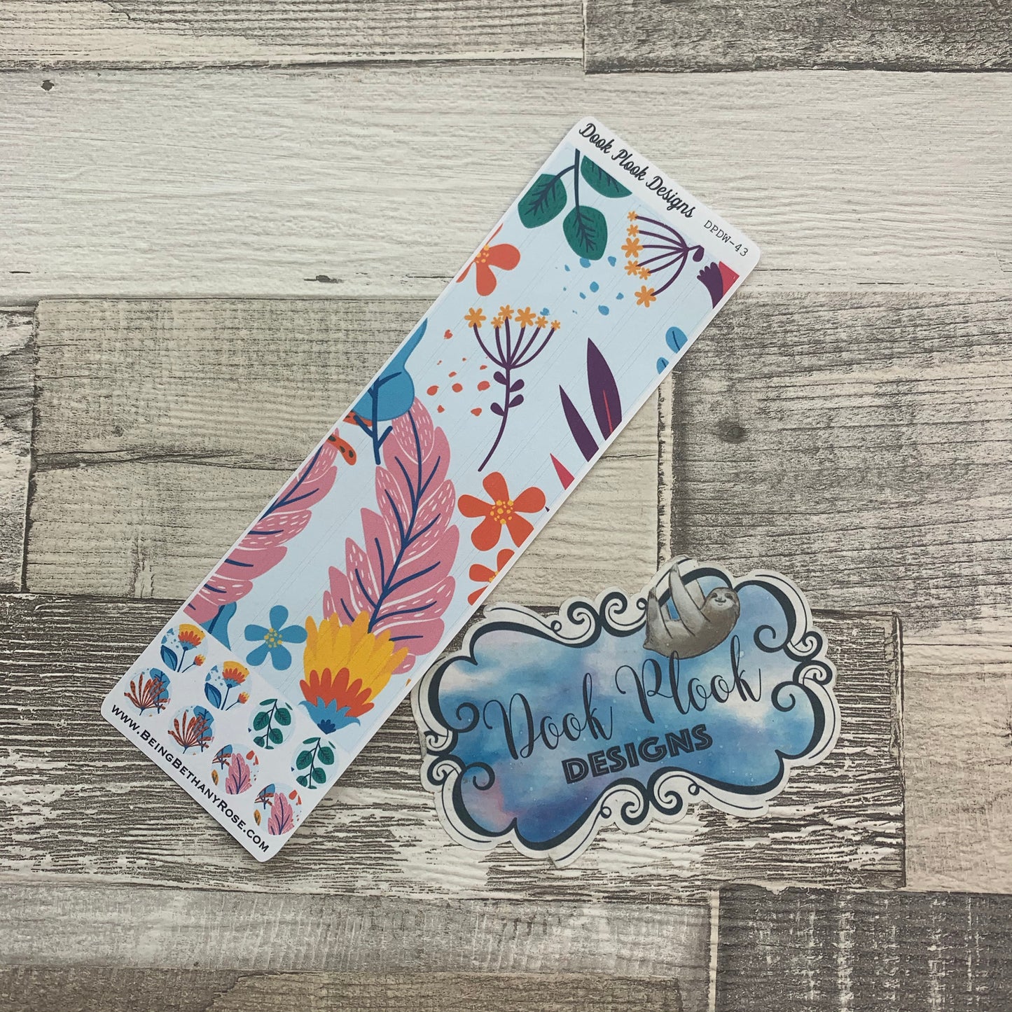 Passion Planner Hour Cover up / Washi strip stickers Bright Flowers (DPDW-43)