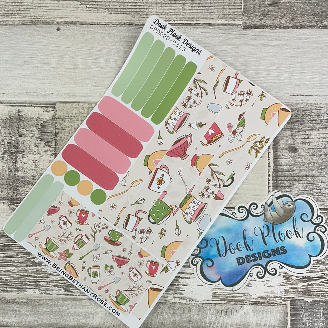 (0313) Passion Planner Daily stickers - tea time