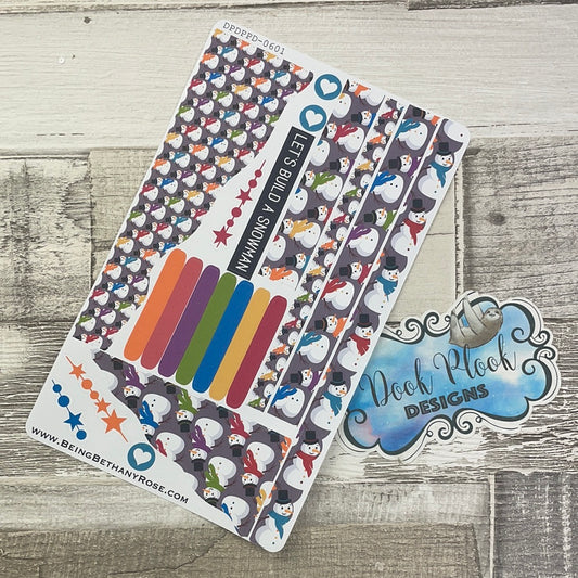 (0601) Passion Planner Daily Wave stickers - snowman