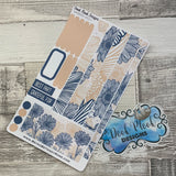 (0511) Passion Planner Daily stickers - blue line flowers