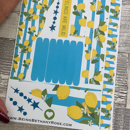 (0669) Passion Planner Daily Wave stickers - Layla Lemon blue stripe