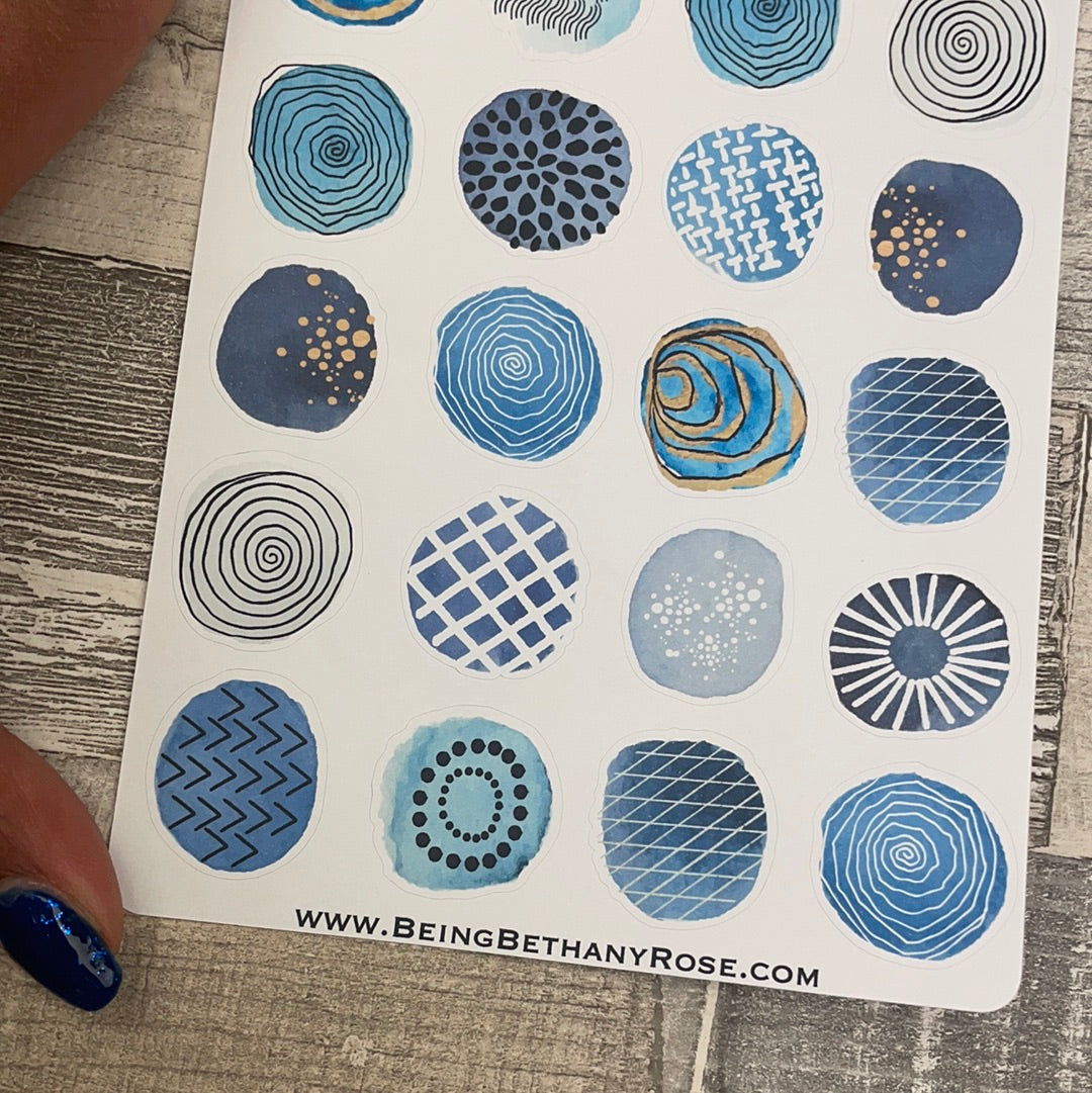 Decorative blue circle pattern stickers (DPD2341)