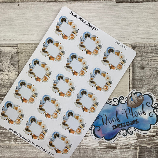 Watercolor coffee stickers (DPD891)