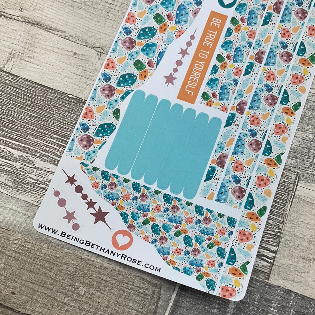 (0525) Passion Planner Daily Wave stickers - Terrazzo rocks