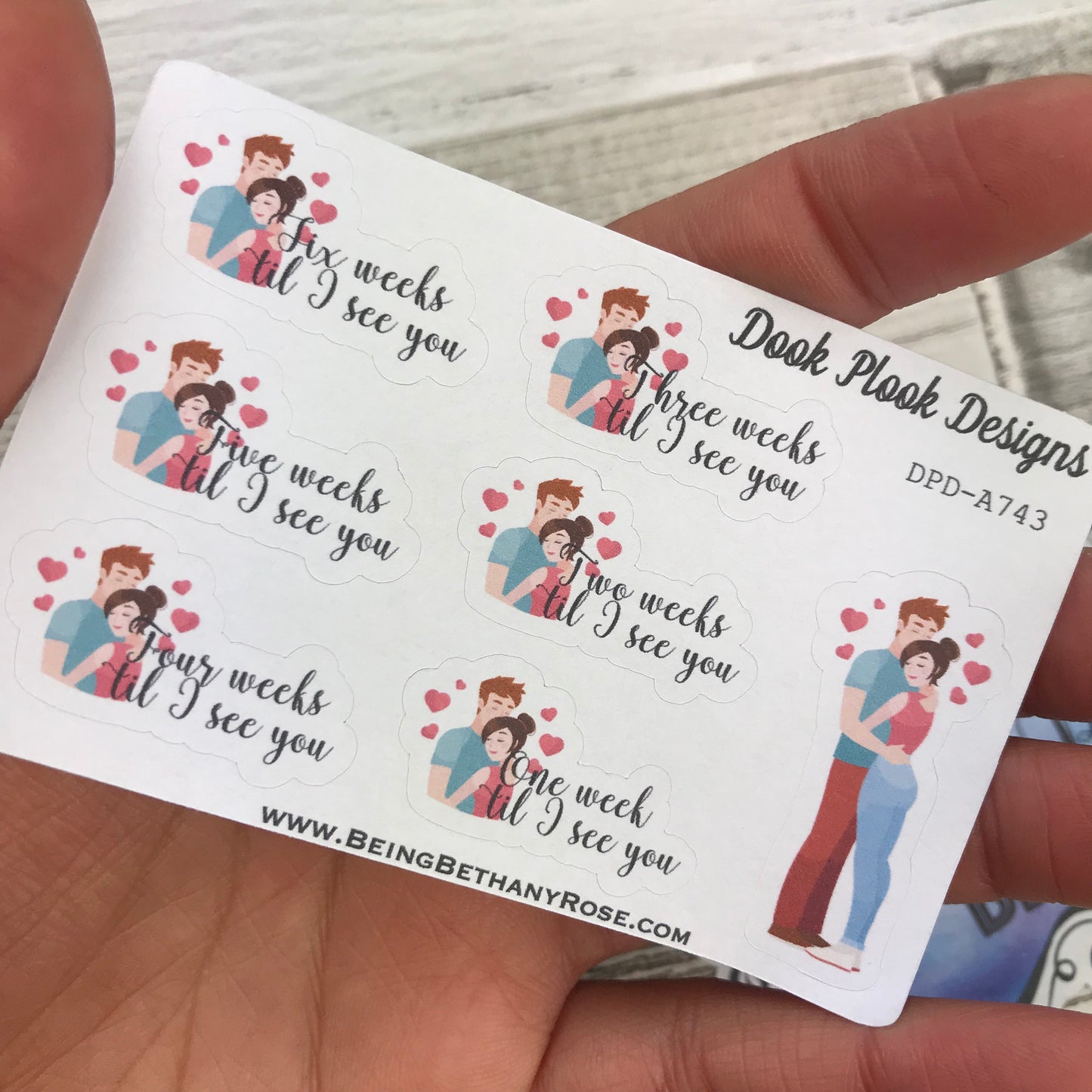 6 Weeks 'Til I See You stickers - Small Sampler Size (A743)