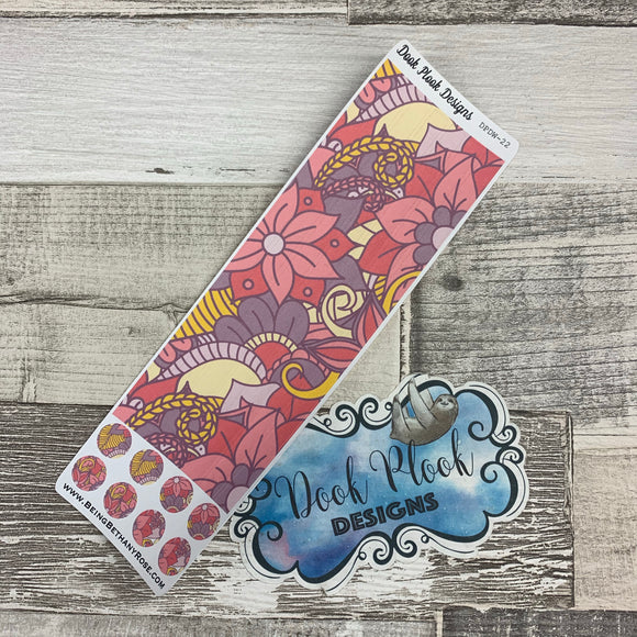 Passion Planner Hour Cover up / Washi strip stickers Pink Flowers (DPDW-22)