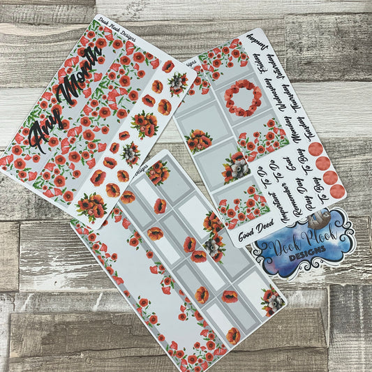 Poppies Monthly View Kit (can change month) for the Erin Condren Planners