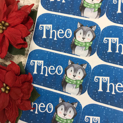 Personalised kids / adults Christmas Present Labels. (3 wolf)