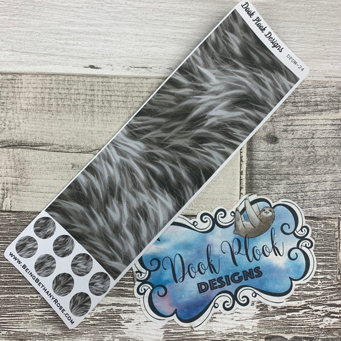 Passion Planner Hour Cover up / Washi strip stickers Grey Fur (DPDW-24)