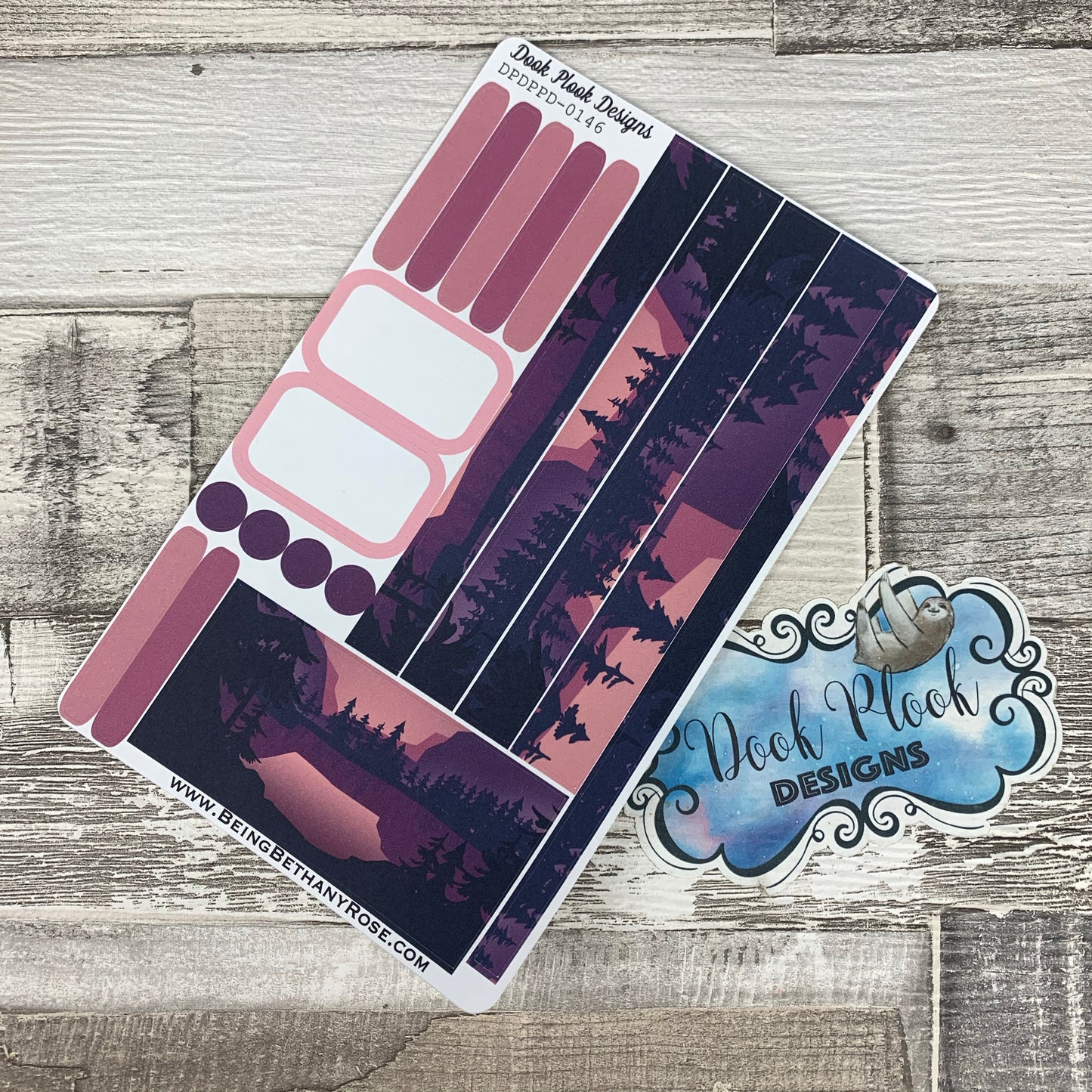 (0165) Passion Planner Daily stickers - Purple Scape