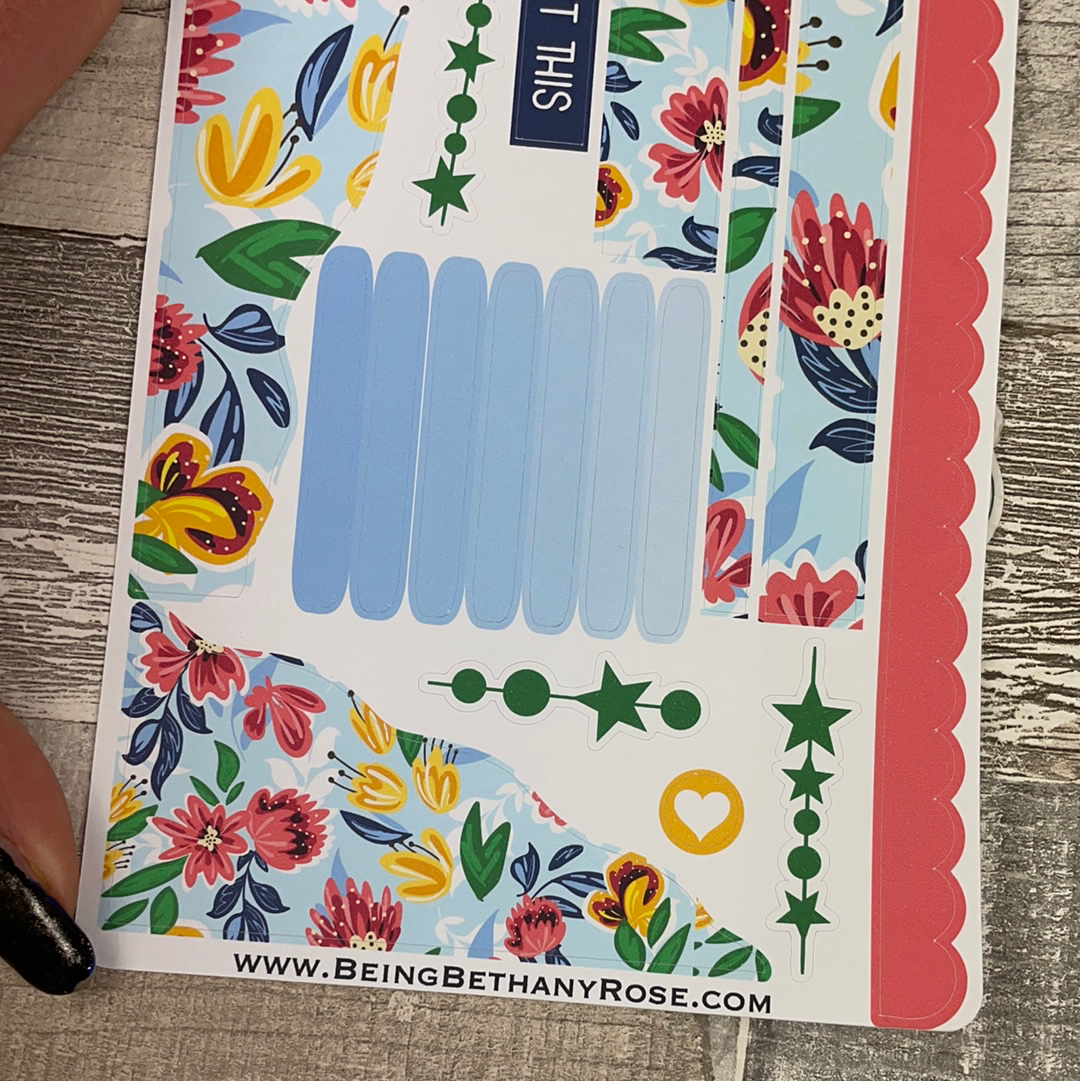 (378) Passion Planner Daily Wave stickers - Tropical Flowers