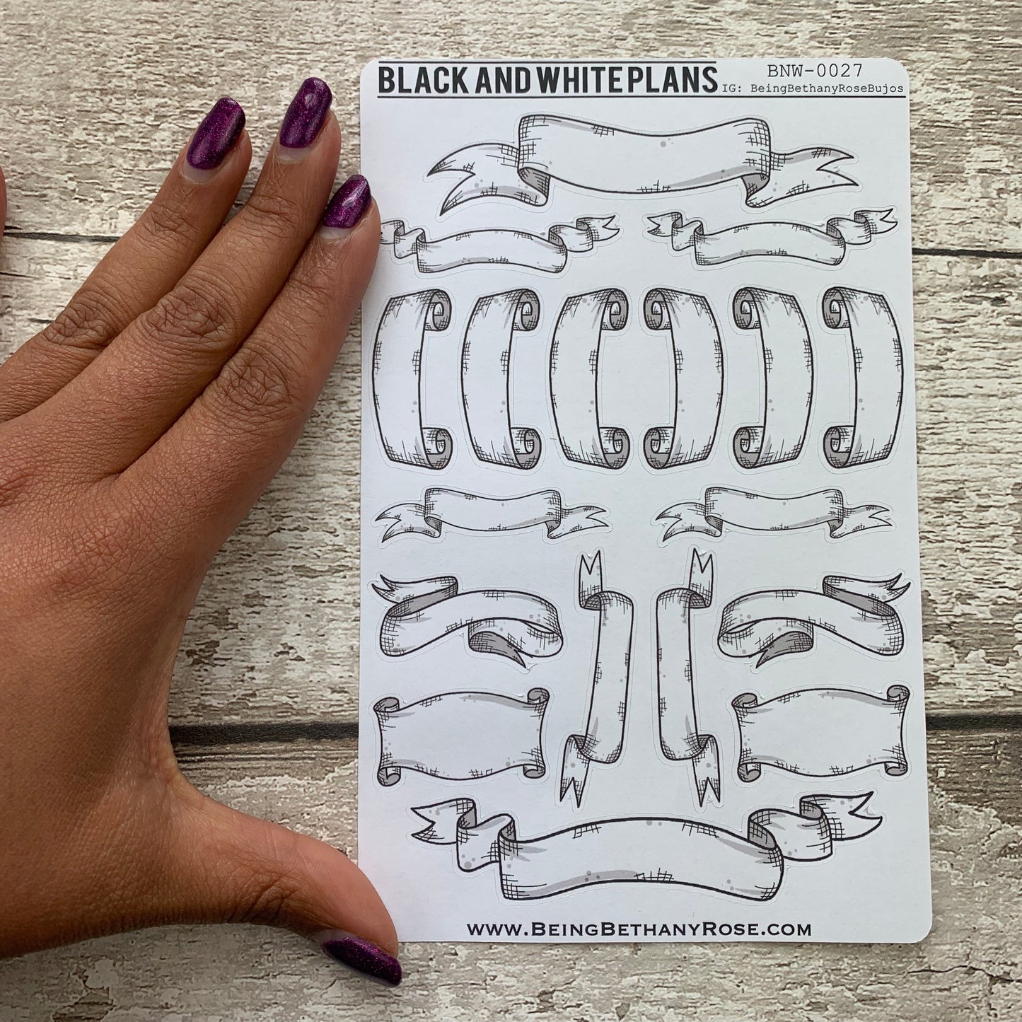 Hand drawn banner stickers (BNW0027)