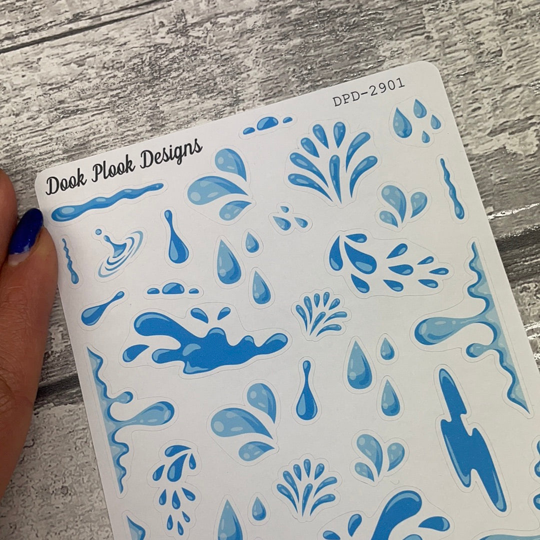 April Showers Splash / Water Stickers Journal planner stickers (DPD2901)