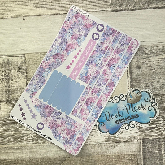 (0526) Passion Planner Daily Wave stickers - Purple Haze Blossom