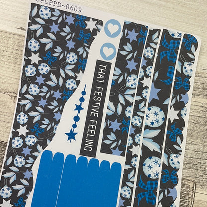 (0609) Passion Planner Daily Wave stickers - blue baubles