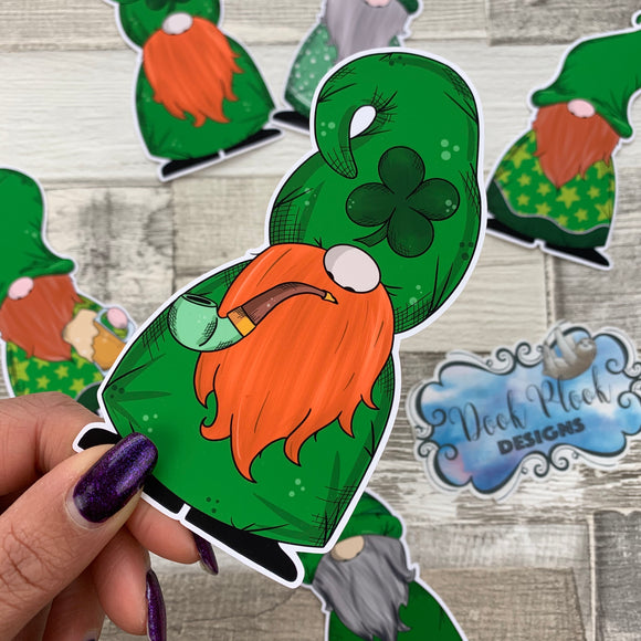 St Patricks Day Gonk Die cut (Gnorman with Pipe)