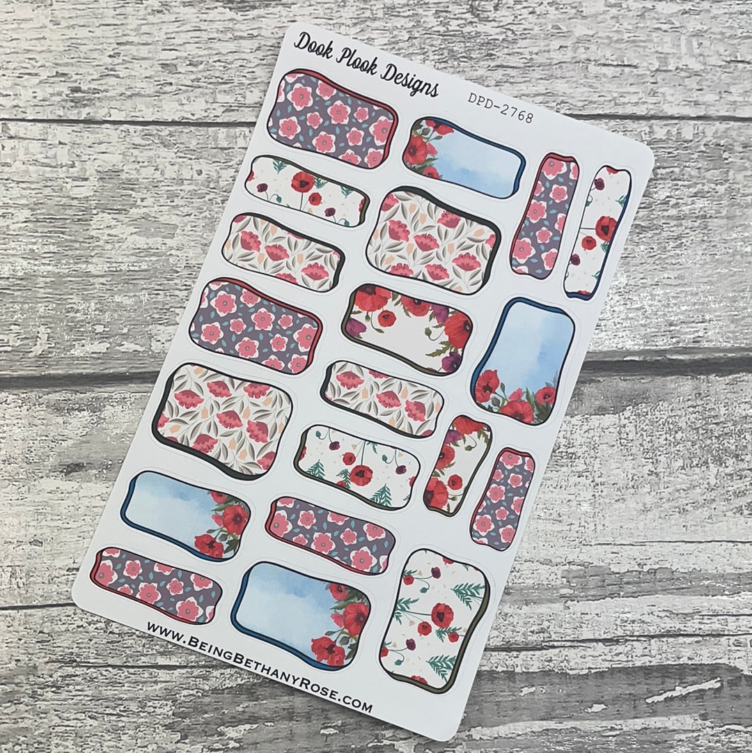 Polly Poppy Hand drawn box stickers (DPD2768)