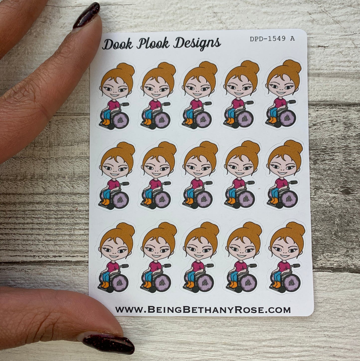 Girl in a wheelchair stickers (multiple skin tones) (DPD-1549)