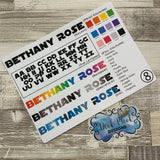 Personalised name stickers for planners (Matte or Gloss, 28 different colours) 0008-Galaxy