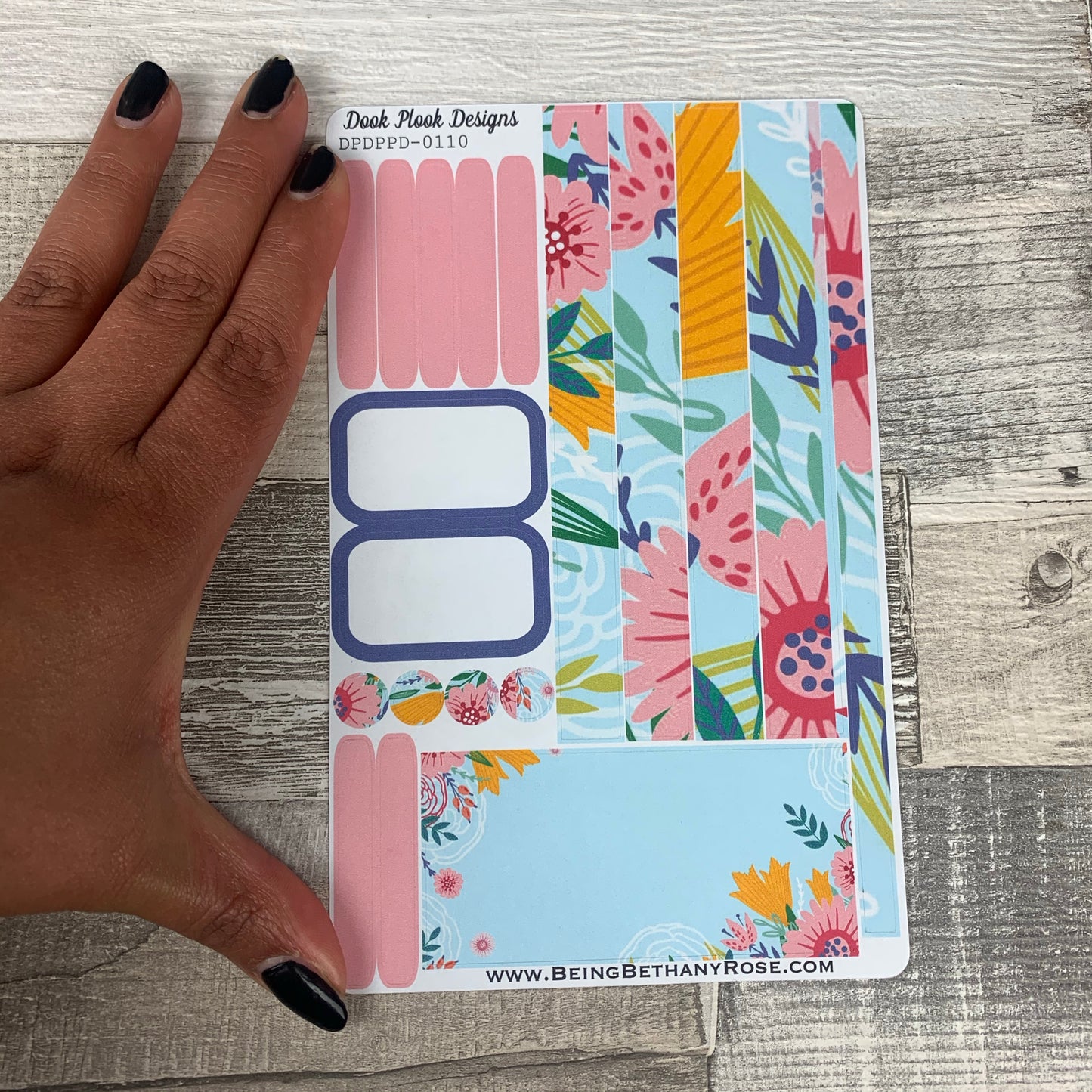 (0110) Passion Planner Daily stickers - Blue/Pink Flowers