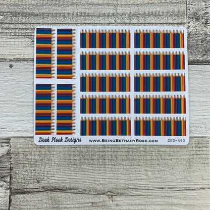 Rainbow pencil crayon stickers (DPD490)